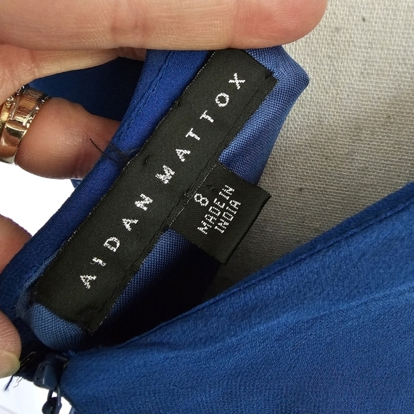 Aidan Mattox Blue Silk Sequin Ruched Dress - Picture 8 of 9